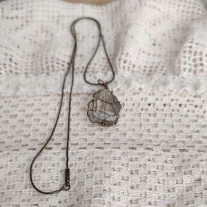 Handmade Clear Quartz Wire-Wrapped Pendant Necklace - Unbranded